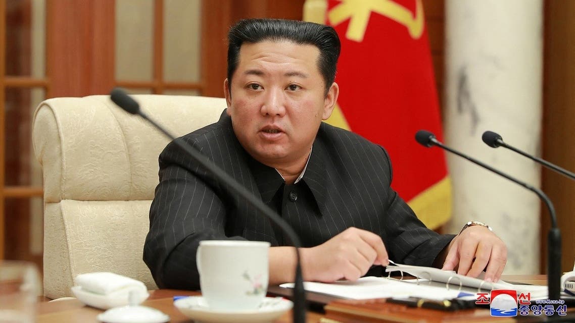 North Korean leader Kim Jong Un attends a meeting of the politburo of the ruling Workers' Party in Pyongyang, North Korea, January 19, 2022. (Reuters)