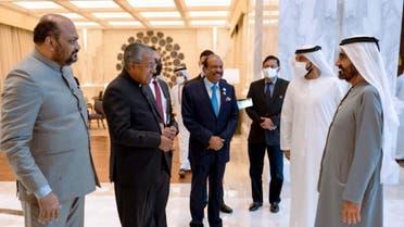 Sheikh Mohammed bin Rashid Al Maktoum, Vice President, Prime Minister and Ruler of Dubai, meets with Pinarayi Vijayan, Chief Minister of the Indian state of Kerala, at Expo 2020 Dubai. (WAM)