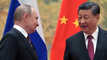 Russian President Vladimir Putin attends a meeting with Chinese President Xi Jinping in Beijing, China February 4, 2022. (Reuters)