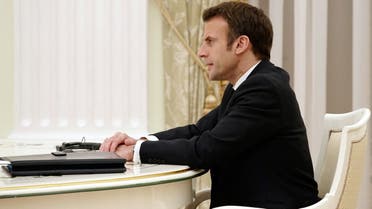 Russian President Vladimir Putin attends a meeting with French President Emmanuel Macron in Moscow, Russia February 7, 2022. Sputnik/Kremlin via REUTERS ATTENTION EDITORS - THIS IMAGE WAS PROVIDED BY A THIRD PARTY.