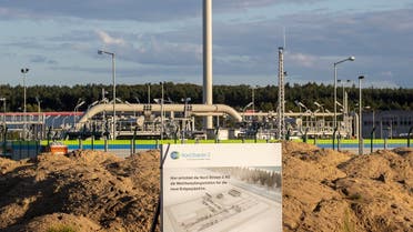 The Nord Stream 2 gas line landfall facility in Lubmin, north eastern Germany, on September 7, 2020. (AFP)