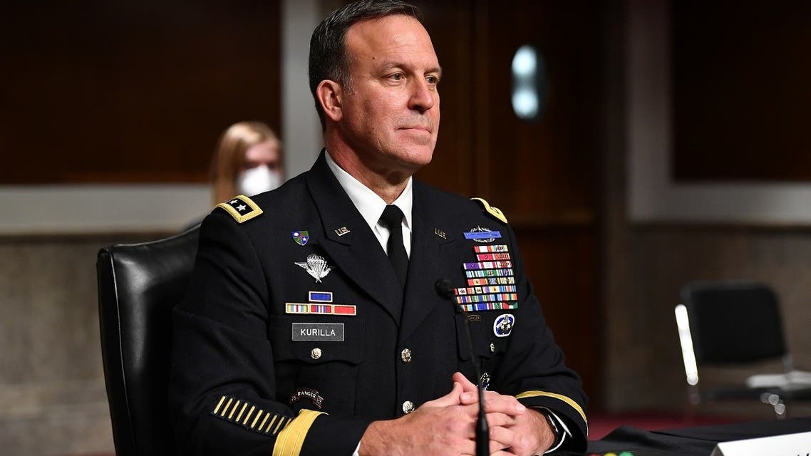 US Army Lt. Gen. Michael Kurilla testifies before the Senate Armed Services Committee to be the next commander of the US Central Command, Feb. 8, 2022. (AFP)