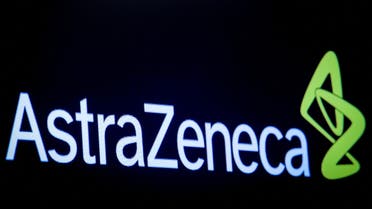 The company logo for pharmaceutical company AstraZeneca is displayed on a screen on the floor at the New York Stock Exchange, US, April 8, 2019. (Reuters)