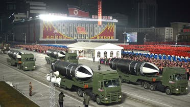 Military equipments are seen during a military parade to commemorate the 8th Congress of the Workers' Party in Pyongyang, North Korea, on January 14, 2021. (Reuters)