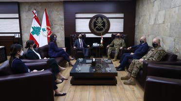 State Department senior advisor for global energy security, Amos Hochstein, meets with Lebanon’s Army chief Gen. Joseph Aoun in Beirut, Feb. 9, 2022. (Lebanese Army)