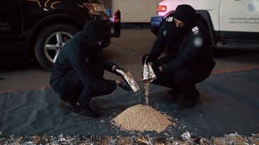 Screengrab from video showing Saudi Arabian authorities foiling an attempt to smuggle the illegal Captagon drug into the Kingdom on February 11, 2022. (SPA)