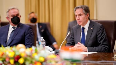 U.S. Secretary of State Antony Blinken makes opening remarks during a meeting of the Quadrilateral Security Dialogue (Quad) foreign ministers in Melbourne, Australia, February 11, 2022. REUTERS/Sandra Sanders/POOL