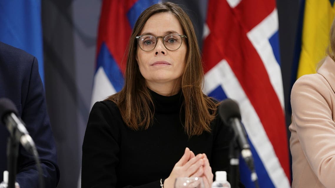 Iceland's Prime Minister Katrin Jakobsdottir attends a press conference in the Prime Ministers Office in Copenhagen during the Nordic Council Session 2021 in Copenhagen, Denmark November 3, 2021. (Reuters)