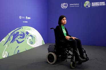 Israel's Energy Minister Karine Elharrar waits for the start of a meeting during the UN Climate Change Conference (COP26) in Glasgow, Scotland, Britain, November 2, 2021. (Reuters)