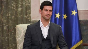 Serbian tennis player Novak Djokovic speaks with Serbia’s President in Belgrade, Serbia, on February 3, 2022. (Reuters)
