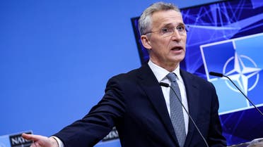 NATO Secretary General, Jens Stoltenberg speaks during a press conference ahead of a two-day meeting of the alliance's Defence Ministers at the NATO Headquarter in Brussels on February 15, 2022. (AFP)