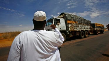 A convoy of trucks carrying humanitarian assistance provided by the World Food Program (WFP) to Southern Sudanese refugees, drives in the North Kordofan state, on May 19, 2017. More than 95,000 South Sudanese have entered Sudan so far this year, the UN said, as thousands continue to flee war and famine in the world's youngest nation. South Sudan, which split from the north in 2011, has declared famine in parts of the country, saying a million people are on the brink of starvation