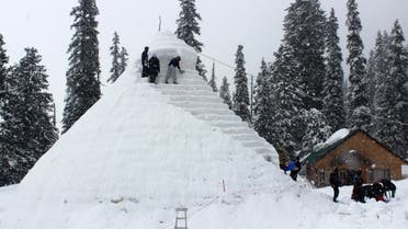 Snowglu is said to be the world’s largest igloo cafe. 25 men took 64 days to complete the ice structure in Gulmarg area of Indian administered Kashmir. The cafe can accommodate 40 men inside it at once. (Picture by Afzal Sofi)