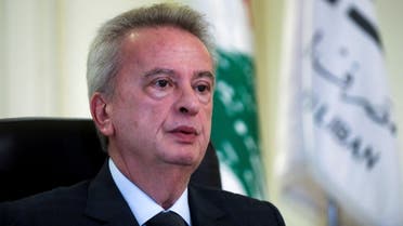 Lebanese Central Bank Governor Riad Salameh speaks during an interview for a Reuters Next conference in Beirut, Lebanon, November 23, 2021. (Reuters)