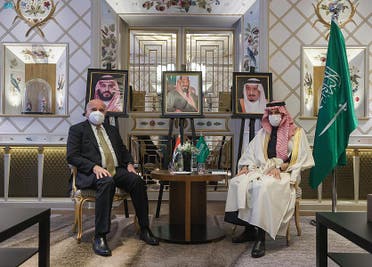 Saudi Arabia’s Foreign Affairs Minister Prince Faisal bin Farhan met with Iraq’s Minister of Foreign Affairs Dr. Fuad Hussein on the sidelines of the Munich Security Conference in Germany. (SPA)