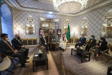 Saudi Arabia’s Foreign Affairs Minister Prince Faisal bin Farhan met with Iraq’s Minister of Foreign Affairs Dr. Fuad Hussein on the sidelines of the Munich Security Conference in Germany. (SPA)