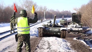 عتاد ودبابات روسية في بيلاروسيا (فرانس برس)