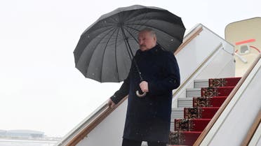 Belarusian President Alexander Lukashenko disembarks a plane as he arrives for talks with Russian President Vladimir Putin in Moscow, Russia February 18, 2022. (Reuters)