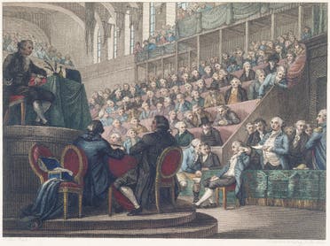 لوحة تجسد جانبا من أحداث محاكمة لويس السادس عشر