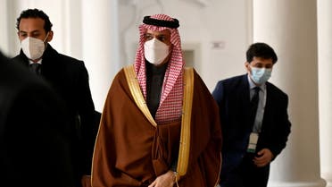Saudi Arabia's Minister of Foreign Affairs Prince Faisal bin Farhan al-Saud arrives for a meeting with the Foreign Ministers of the G7 Nations at the Munich Security Conference (MSC) in Munich, Germany, February 19, 2022. Ina Fassbender/Pool via REUTERS