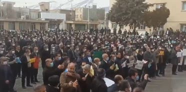 احتجاجات المعلمين في إيران في فبراير الماضي 