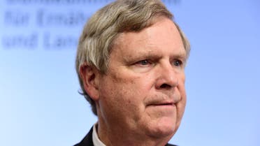 US Secretary of Agriculture Thomas Vilsack addresses a press conference following talks with German Agriculture Minister Christian Schmidt at the agriculture ministry in Berlin on April 5, 2015. (AFP)