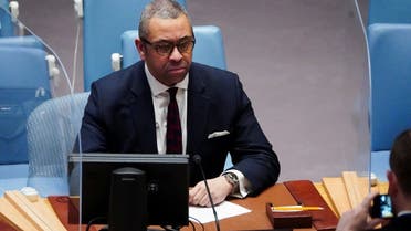 British Minister of State for Middle East, North Africa and North America James Cleverly attends a meeting of the UN Security Council on the situation between Russia and Ukraine, at the United Nations Headquarters in Manhattan, New York City, US, on February 17, 2022. (Reuters)
