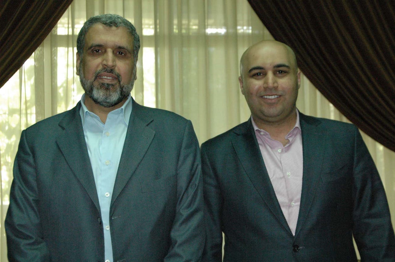 Hassan Al-Mustafa during a press interview with the former Secretary General of the Islamic Jihad Movement in Palestine, Dr. Ramadan Abdullah Shallah