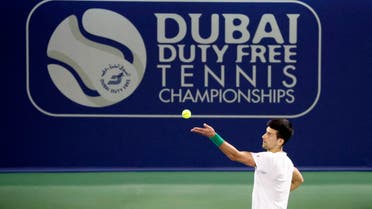 Serbia's Novak Djokovic during practice at Dubai Duty Free Tennis Stadium, Dubai, United Arab Emirates - February 20, 2022  REUTERS/Suhaib Salem
