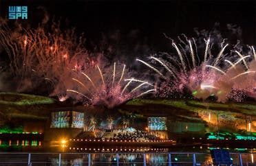 Photo shows fireworks during Saudi Arabia's 'Founding Day' celebrations at Wadi Namar on February 22, 2022. (SPA)