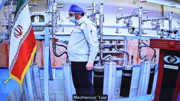 An engineer inside Iran's Natanz uranium enrichment plant, shown during a ceremony headed by the country's president on Iran's National Nuclear Technology Day. (File Photo: Screengrab)