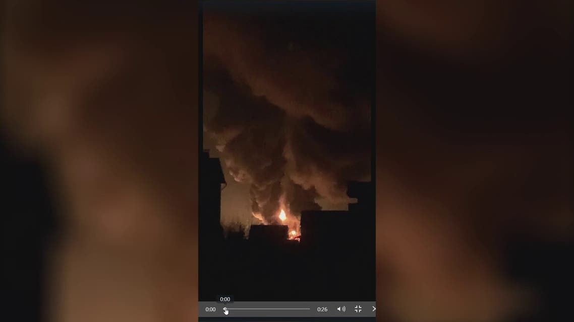 اندلاع حريق في خزان نفط قرب كييف بعد إصابته بصاروخ