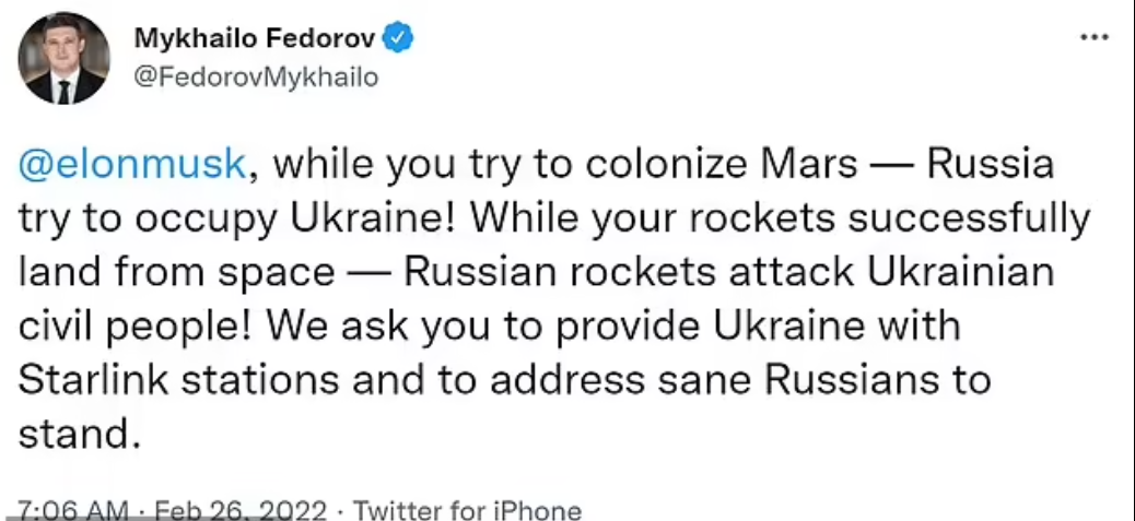 تغريدة الوزير الأوكراني