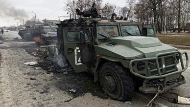  A view shows destroyed Russian Army all-terrain infantry mobility vehicles Tigr-M (Tiger) on a road in Kharkiv, Ukraine, on February 28, 2022. (Reuters)