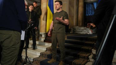 Ukrainian President Volodymyr Zelenskyy during an interview with Reuters in Kyiv, Ukraine, March 1, 2022. (Reuters)