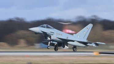 A Eurofighter jet that is being transferred to Romania in order to patrol the airspace in a NATO mission, takes off at the German Air Force base in Neuburg an der Donau, Germany, February 17, 2022. (File photo: Reuters)