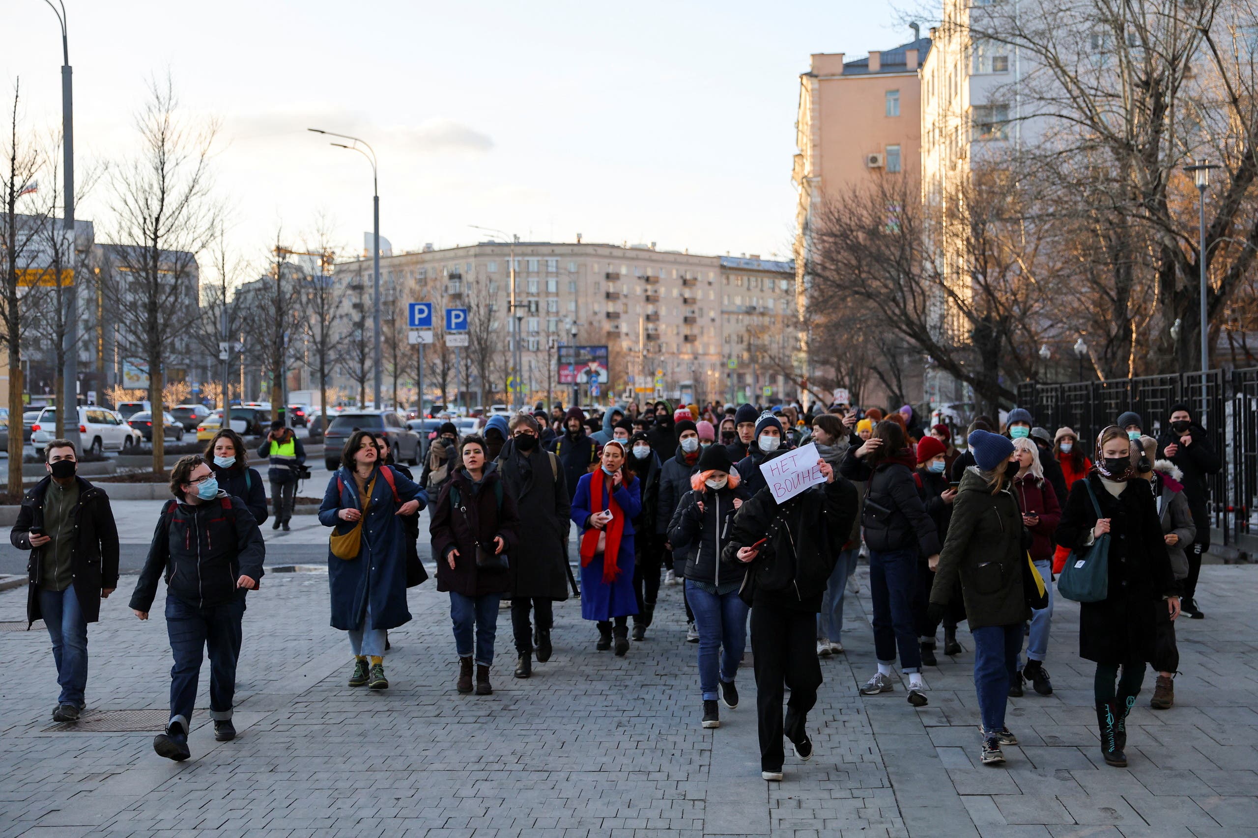 تظاهرة خرجت في 27 فبراير في موسكو احتجاجاً على الحرب