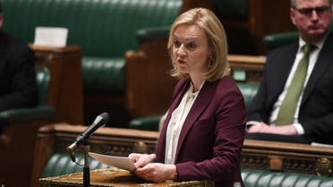 British Foreign Secretary Liz Truss gives a statement on toughening the sanctions on Russia if it invaded Ukraine, in the House of Commons in London, Britain, January 31, 2022. UK Parliament/UK Parliament/Jessica Taylor/Handout via REUTERS THIS IMAGE HAS BEEN SUPPLIED BY A THIRD PARTY. MANDATORY CREDIT. IMAGE MUST NOT BE ALTERED
