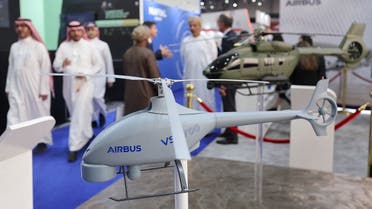 AIRBUS military helicopters and drones are displayed at World Defense Show in Riyadh, Saudi Arabia, March 7, 2022. (Reuters)
