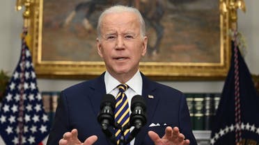 US President Joe Biden announces a ban on US imports of Russian oil and gas, March 8, 2022. (AFP)