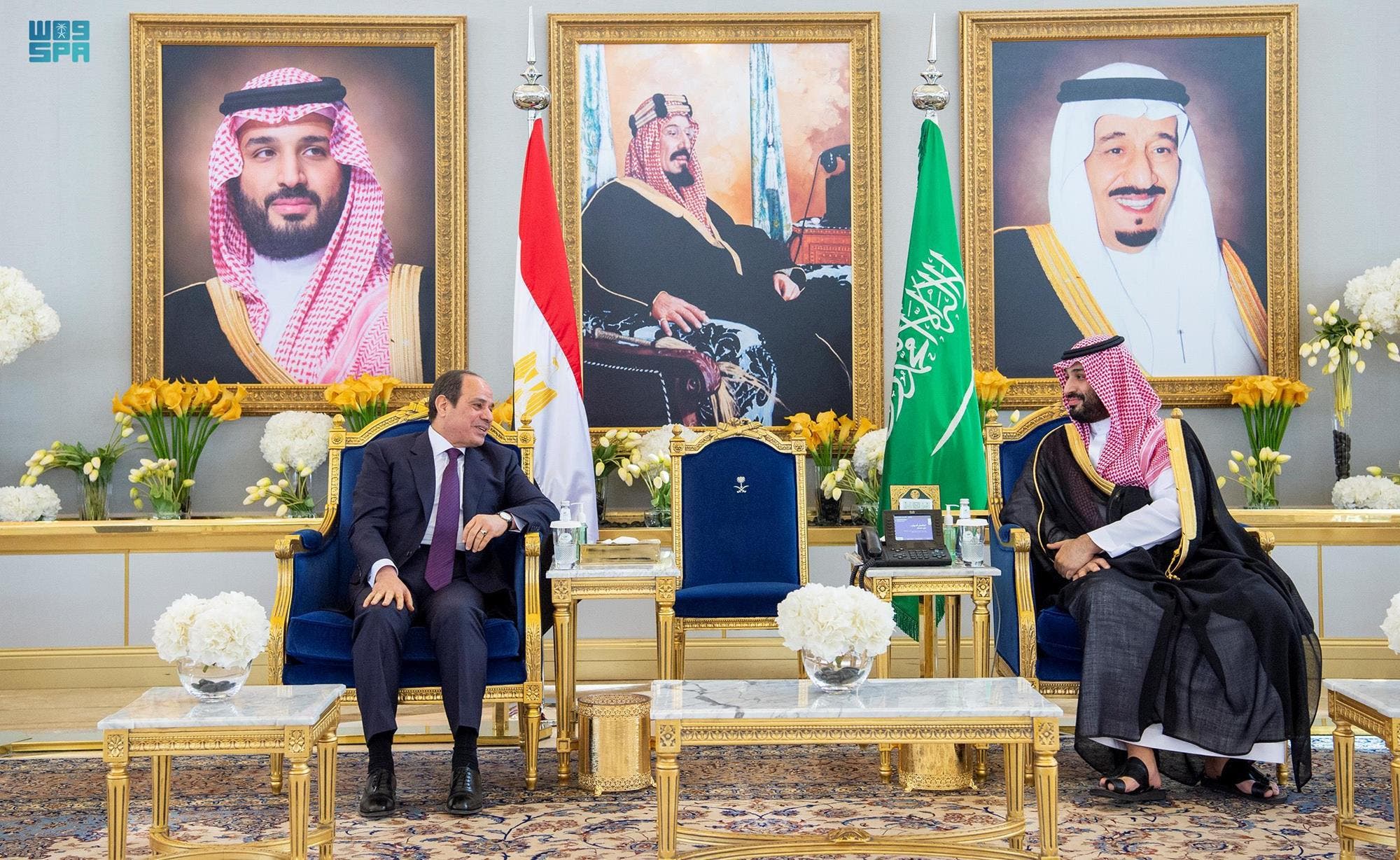 ولي العهد السعودي الأمير محمد بن سلمان مع الرئيس المصري عبدالفتاح السيسي في الرياض - واس