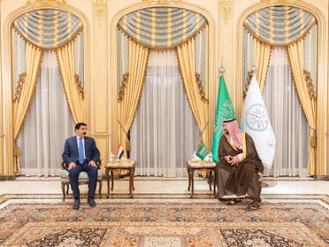 Iraq's Minister of defense Jumaa al-Jubouri (left) and Saudi Arabia's deputy defense minister Prince Khalid (right). (Twitter)