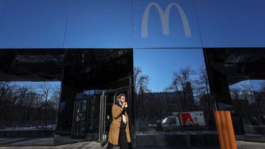 A man walks out of a McDonald's restaurant in central Moscow, Russia, on March 9, 2022. (Reuters)