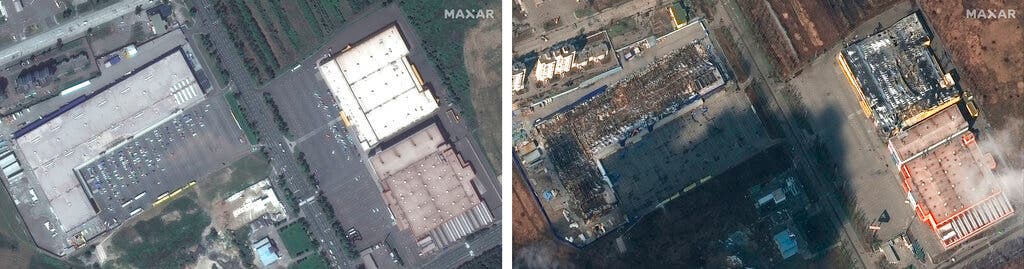 صور الأقمار الصناعية تظهر الدمار في ماريوبول (أ ب)