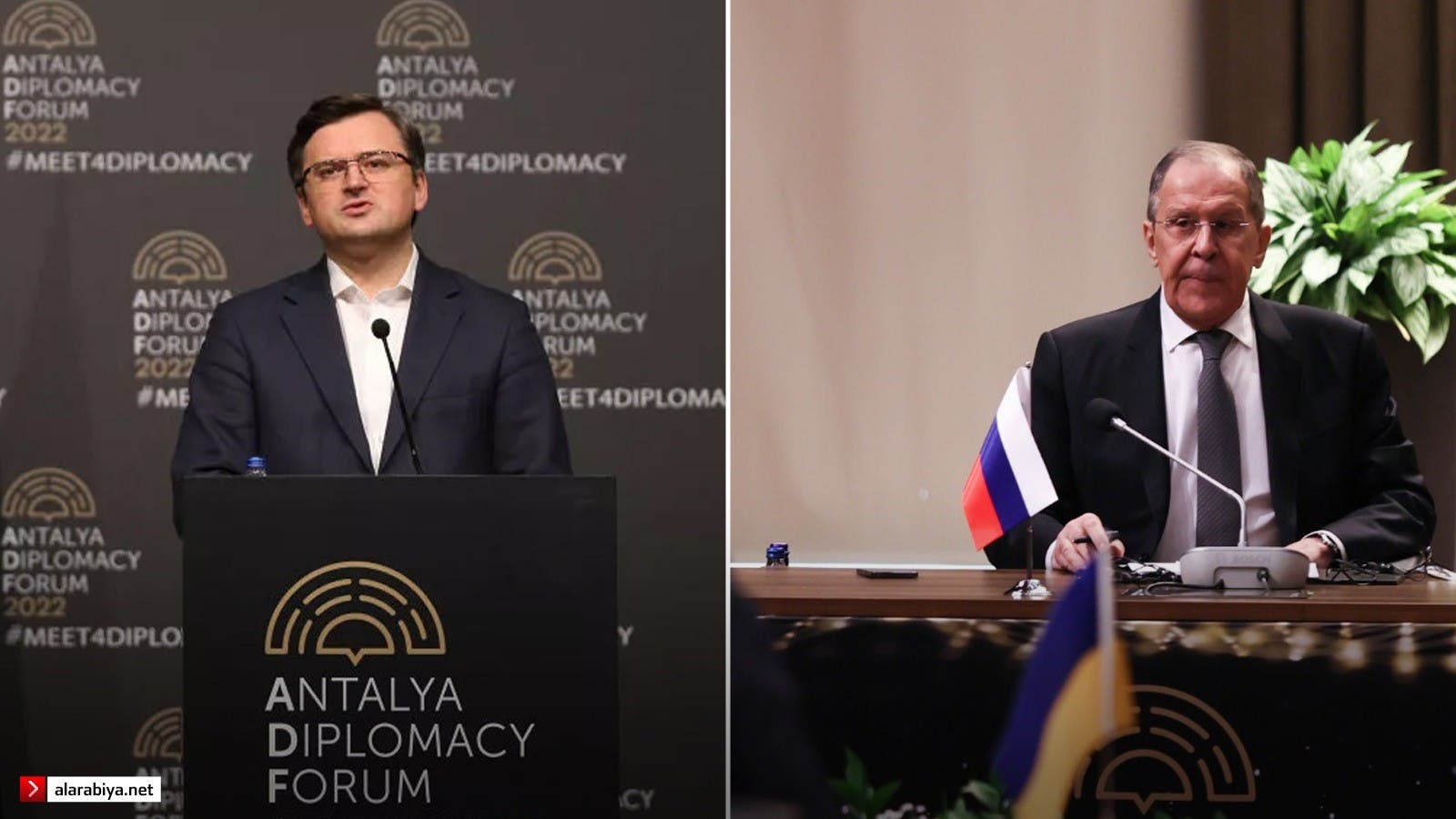 وزير خارجية أوكرانيا ديميترو كوليبا، ونظيره الروسي سيرغي لافروف