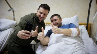 Ukraine President Zelenskyy visits wounded soldiers in military hospital