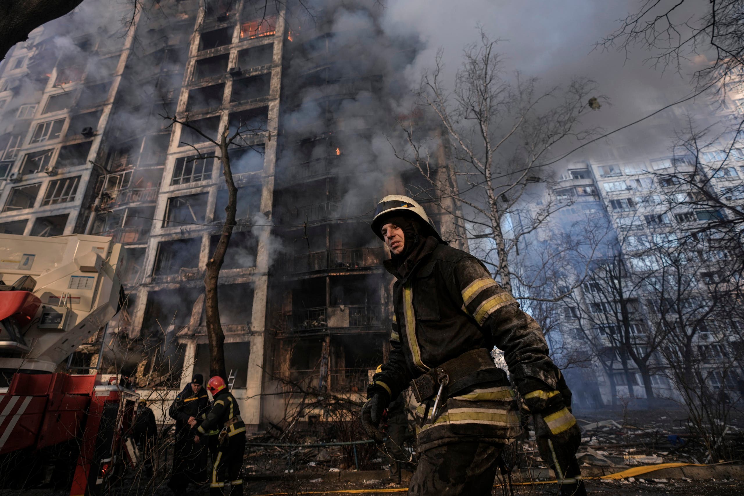الدمار في كييف إثر القتال 