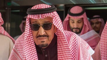 Saudi Arabia's King Salman bin Abdulaziz leaves the King Faisal Specialist Hospital in Riyadh after undergoing successful medical tests, on March 16 2022. (SPA)