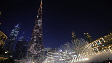 The Burj Khalifa is illuminated Ramadan decorations during the holy Muslim Month in Downtown Dubai on May 11, 2021. (AFP)