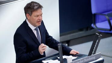 erman Economy and Climate Minister Robert Habeck speaks during an extraordinary session, after Russia launched a massive military operation against Ukraine, at the lower house of parliament Bundestag in Berlin, Germany, February 27, 2022. (Reuters)